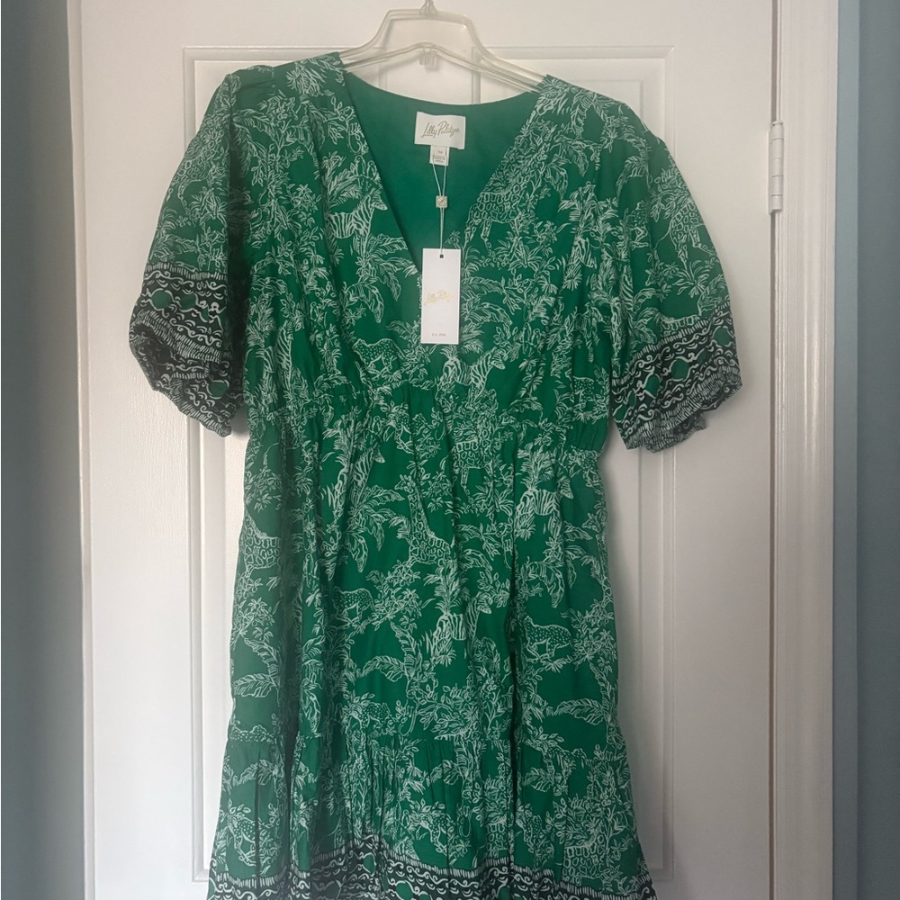 Lilly Pulitzer Green Puff Sleeve Sundress